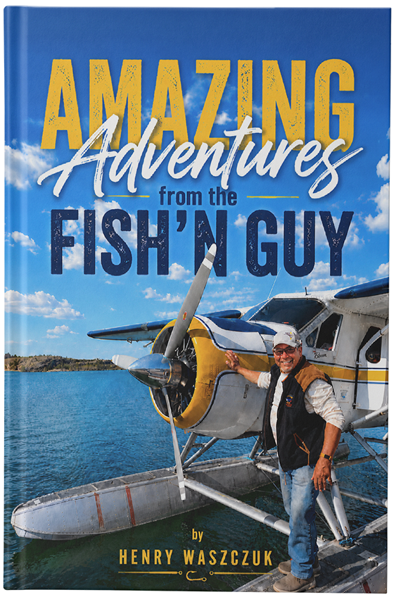 Amazing Adventures from the Fish'n Guy book cover featuring Henry Waszczuk on a seaplane